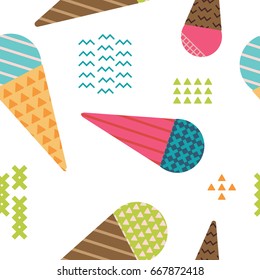 Ice-cream Seamless Pattern in Scandinavian Style for print, fabric and creative design. Vector illustration