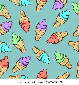 Ice-cream seamless pattern. Pattern is in swatches panel