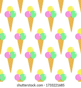 Ice-cream seamless pattern. Vector flat illustration. 