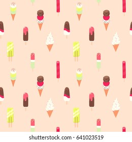 Ice-cream seamless vector pattern