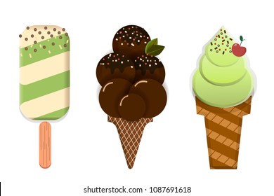 Ice-cream set, various, vector illustration