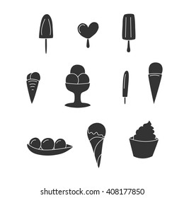 Ice Cream Icons Black Color Variety Stock Vector (Royalty Free) 758995015