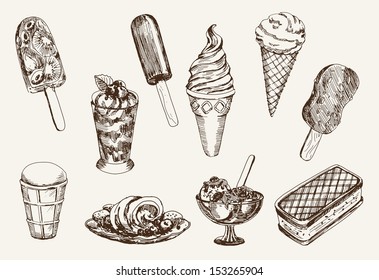 ice-cream. set of vector sketches