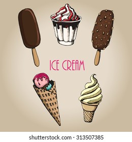 ice-cream. set of vector sketches