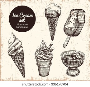 ice-cream. set of vector sketches