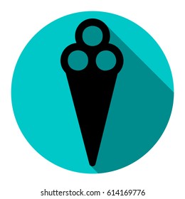 Ice-cream sign. Eat sign. Vector. Flat black icon with flat shadow on sky circle with white background. Isolated.