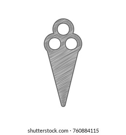 Ice-cream sign. Eat sign. Vector. Shaded gray icon on white background. Isolated.