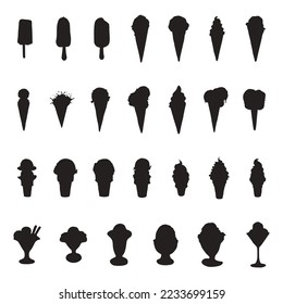 Icecream silhouettes, Ice cream silhouette set