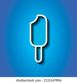 Icecream simple icon vector. Flat desing. White icon with shadow on blue background.ai