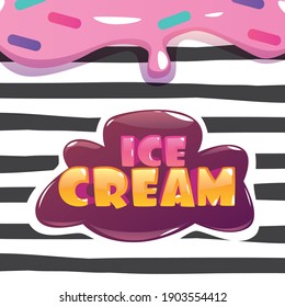 Eiscreme-Text auf schwarz-weißem Hintergrund