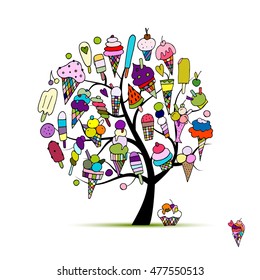 Icecream tree, sketch for your design