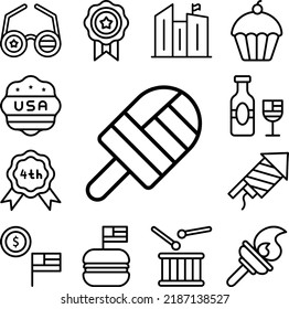 Ice-cream USA flag icon in a collection with other items
