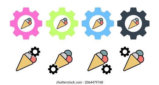 Ice-cream usa flag vector icon in gear set illustration for ui and ux, website or mobile application