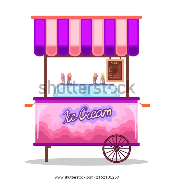 Icecream Van Colorful Canopy Menu Fridge Stock Vector (Royalty Free ...