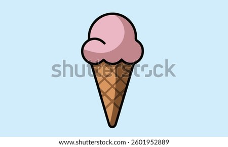 Icecream vector illustration with cone icecream illustration cream on top and cone ice cream side view for adult and kids yummy ice-cream.