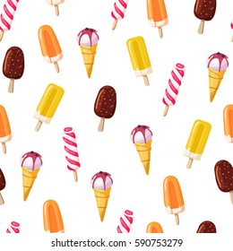 Ice-cream vector illustration seamless summer pattern background