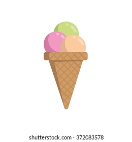 Ice-cream vector illustration with waffle cone