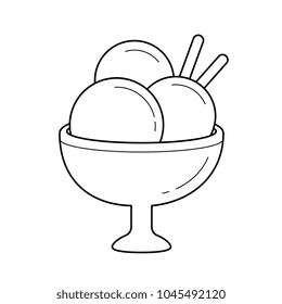 Ice-cream vector line icon isolated on white background. Three scoops of ice cream in cup sorbet line icon for infographic, website or app.