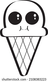 Ice-cream vector line icon isolated on white background. 