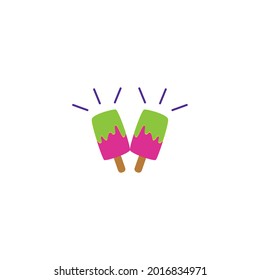 Vector de helado en colores agradables. carácter en ilustración de estilo de dibujos animados