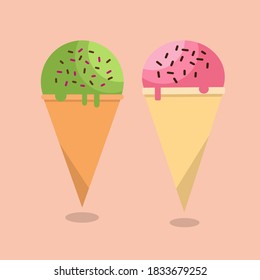 Eiscreme-Vektorgrafik in schönen Farben einzeln für die Herstellung von Symbolen oder Hintergründen.