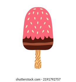 Vector de helado en colores agradables aislado en fondo blanco. Ilustración vectorial para diseño web o impresión. Crema de hielo al estilo de las caricaturas brillantes.