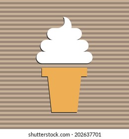 Ice-cream in vector on stripes background