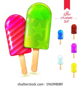 Ice-cream vector set. Summer offer. Realistic ice-cream.
