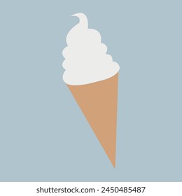Icecream vector in white color isolated on blue background.