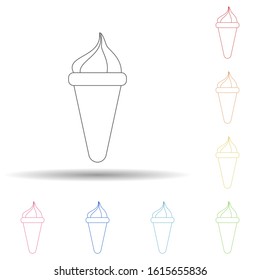 Ice-cream in waffle horn in multi color style icon. Simple thin line, outline vector of resturant icons for ui and ux, website or mobile application