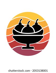 Icecrem Retro Sunset Design Vorlage. Vektordesign-Vorlage für Logo, Badges, T-Shirt, POD und Buchumschlag. Einziger weißer Hintergrund.