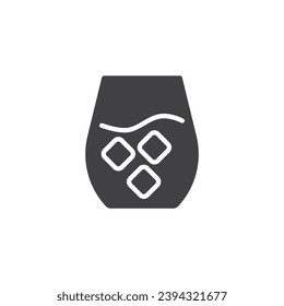 Iced Beverage vector icon. filled flat sign for mobile concept and web design. Water glass with ice cubes glyph icon. Cold drinks symbol, logo illustration. Vector graphics