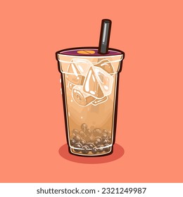 Vector Iced Bubble Tea Drape