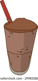 Iced chocolate smoothie with cocoa powder on top