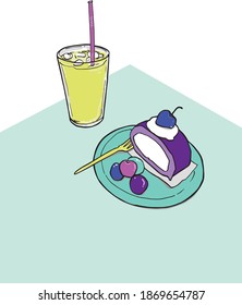 Eiskaffee und Kuchen
Es kann in Lebensmittelwerbung, Bulletin-Platine und Menütafel verwendet werden.