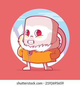 Carácter café helado con ilustración vectorial de la capa. Bebidas, marca, concepto de mascota.