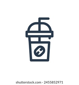 Iced Coffee Chilled Coffee Beverage Icon Illustration