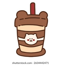 Iced Coffee Cup Cute Hand Drawn Illustration