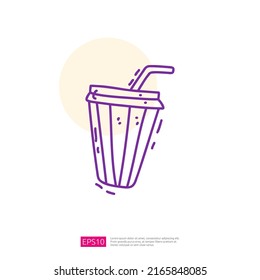 iced coffee cup doodle icon