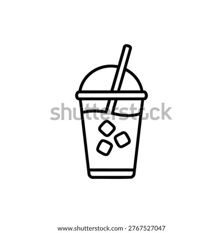 Iced coffee cup coffee drink black and white vector icon for takeaway coffee