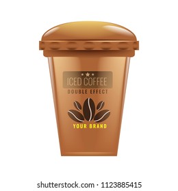 Iced coffee cup mock up. Realistic vector.
