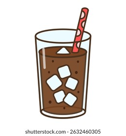 Iced coffee cup with straw vector illustration isolated on white background

