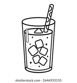  Iced coffee cup with straw vector illustration coloring page isolated on white background