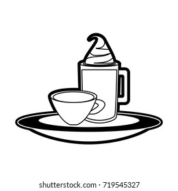 iced coffee and coffee cup vector illustration