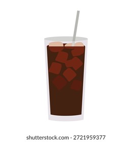 Bebida de café gelada em ilustração plana. Conceito de refresco de verão. Design vetorial moderno.