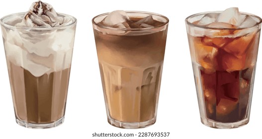 
Iced coffee drink. Isolated on white background. 