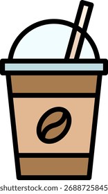 Eiskaffee-Getränk mit Strohsymbol