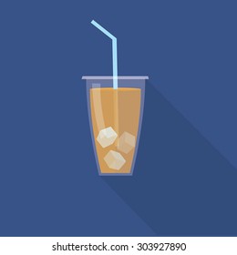 Iced Coffee Flat Vector