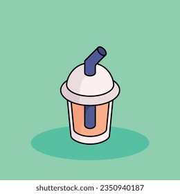 Iced Coffee Free vector cartoon icon illustration.Brunch icon concept isolated . flat cartoon style