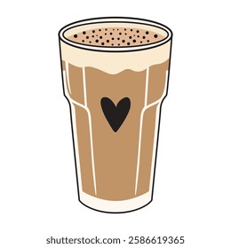 Iced Coffee in Glass Clip Art - Vector Drawing Illustration